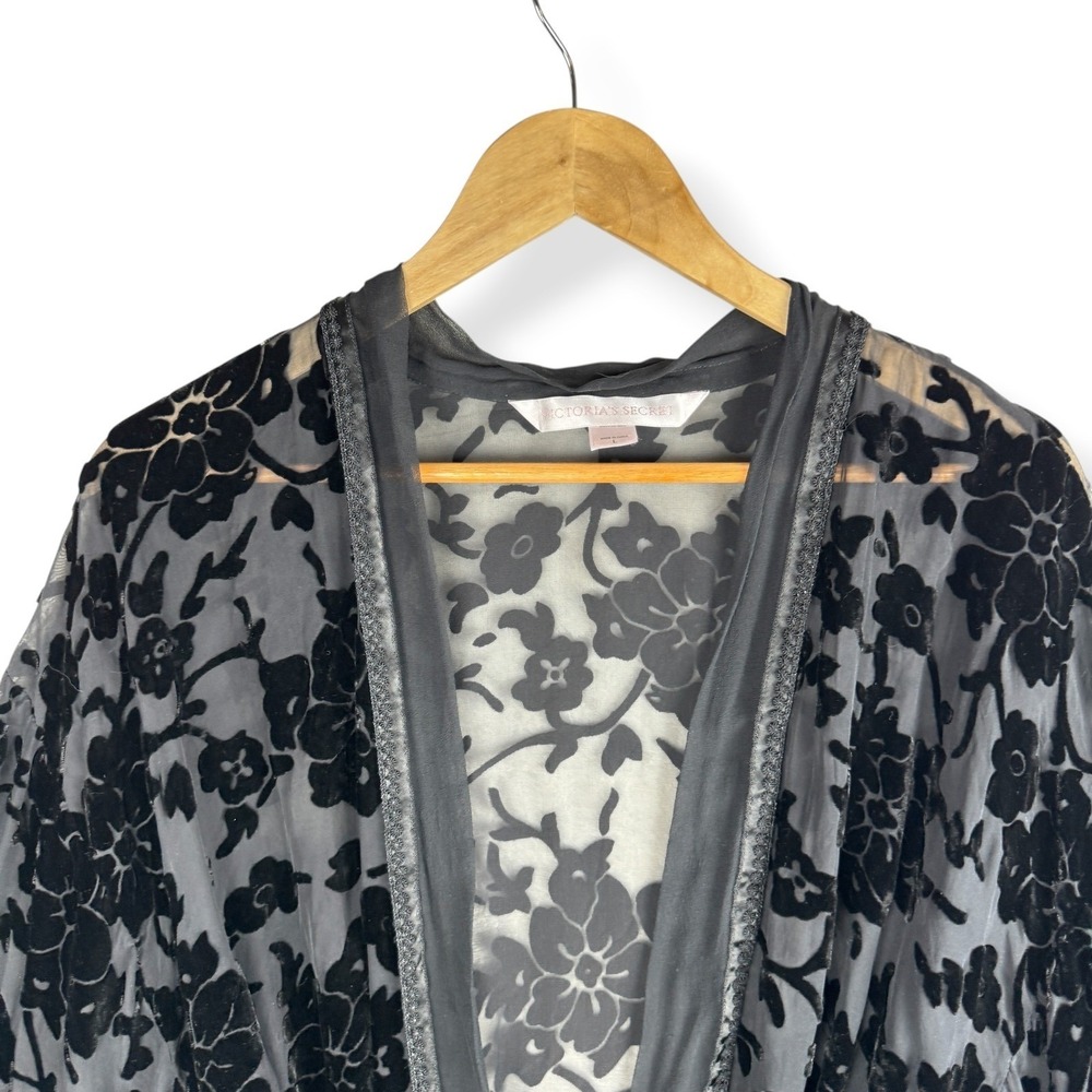 Victoria's Secret Robe Size Large Silk Blend Velvet Burnout Whimsigoth VTG Y2K - Picture 13 of 16
